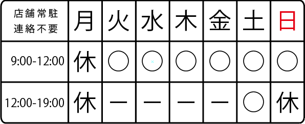 営業時間表